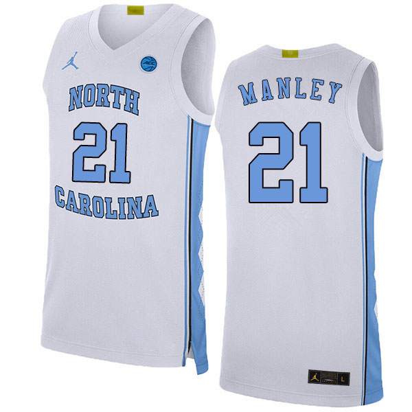 2020 Men #21 Sterling Manley North Carolina Tar Heels College Basketball Jerseys Sale-White